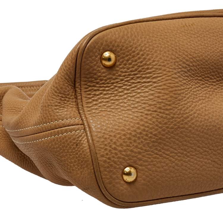 Pre Owned Prada Beige Vitello Daino Leather Hobo