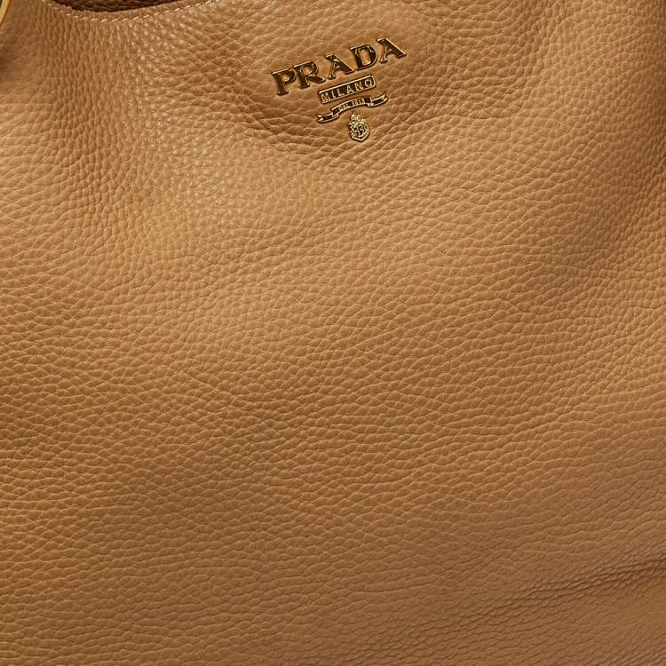 Pre Owned Prada Beige Vitello Daino Leather Hobo
