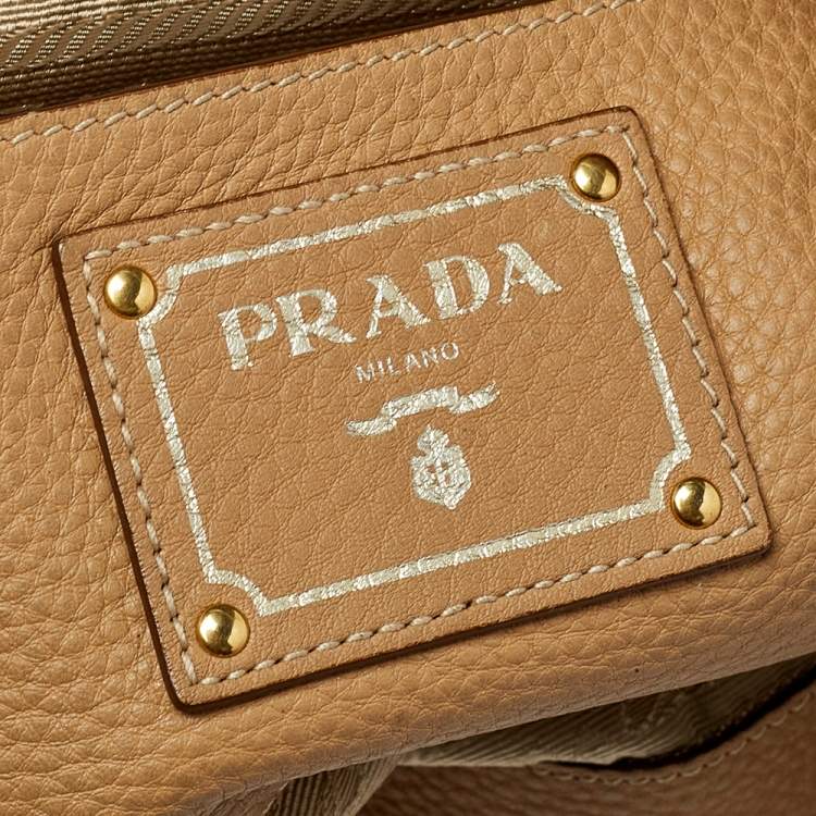 Pre Owned Prada Beige Vitello Daino Leather Hobo