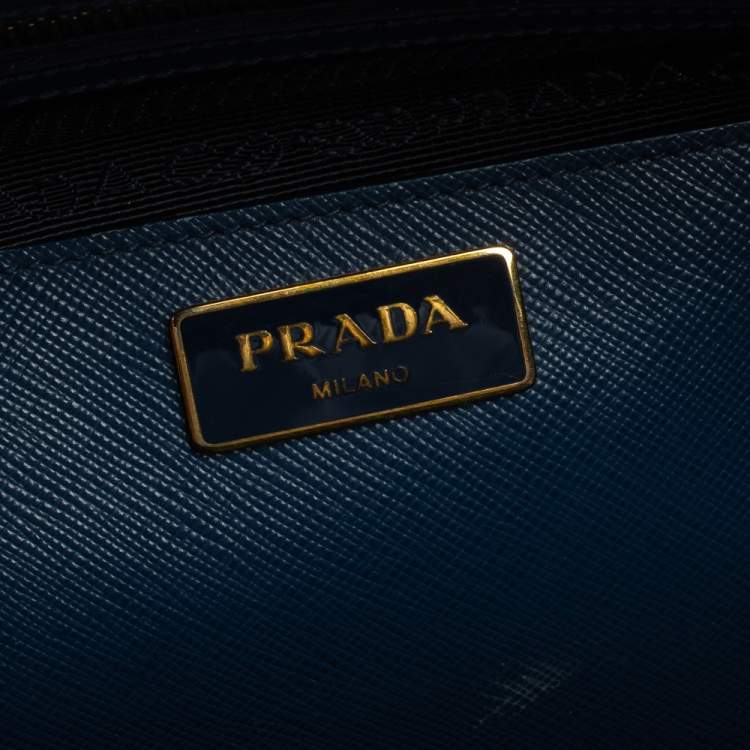 مملوكة مسبقًا Prada Blue Saffiano Lux Leather Medium Galleria Double Zip Tote