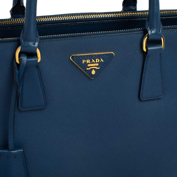 مملوكة مسبقًا Prada Blue Saffiano Lux Leather Medium Galleria Double Zip Tote