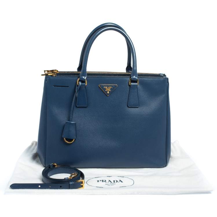 مملوكة مسبقًا Prada Blue Saffiano Lux Leather Medium Galleria Double Zip Tote