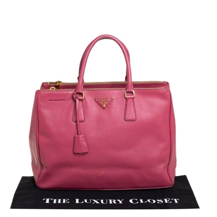 Pre Owned Prada Pink Saffiano Lux Leather Large Galleria Tote