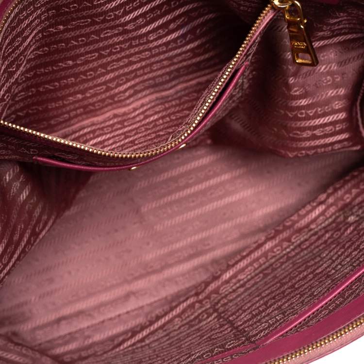 Pre Owned Prada Pink Saffiano Lux Leather Large Galleria Tote