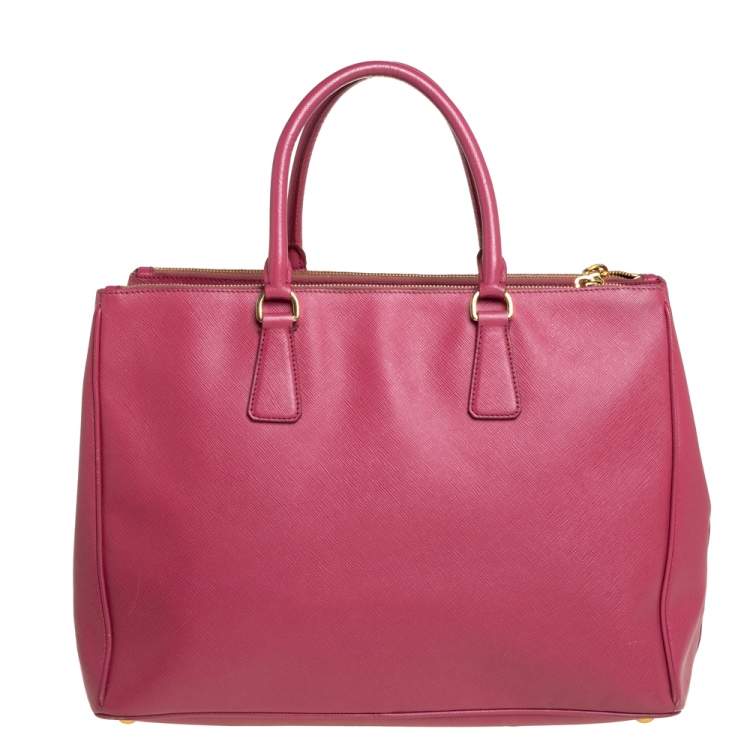 Pre Owned Prada Pink Saffiano Lux Leather Large Galleria Tote
