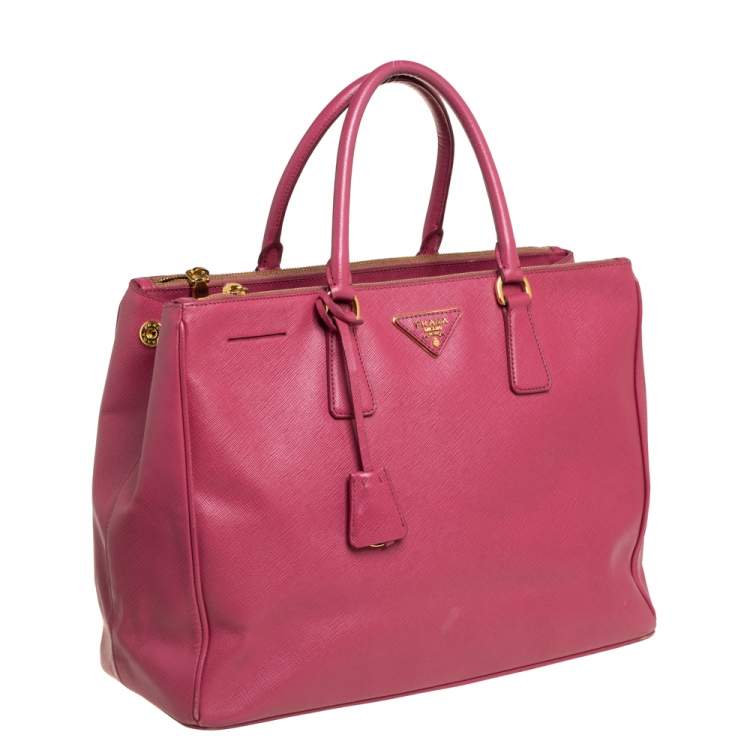 Pre Owned Prada Pink Saffiano Lux Leather Large Galleria Tote