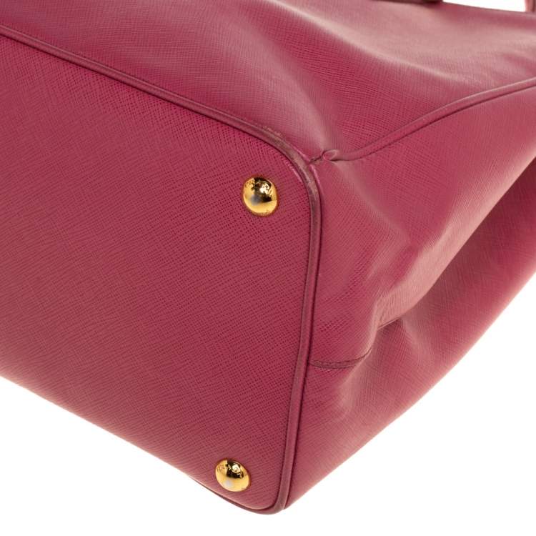 Pre Owned Prada Pink Saffiano Lux Leather Large Galleria Tote