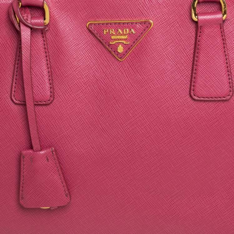 Pre Owned Prada Pink Saffiano Lux Leather Large Galleria Tote