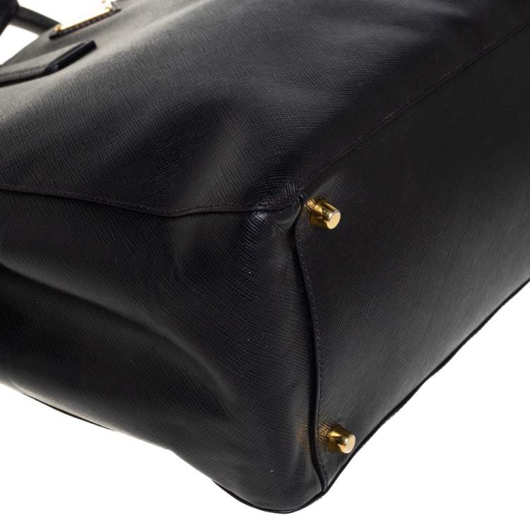 Pre Owned Prada Black Saffiano Lux Leather Large Galleria Tote