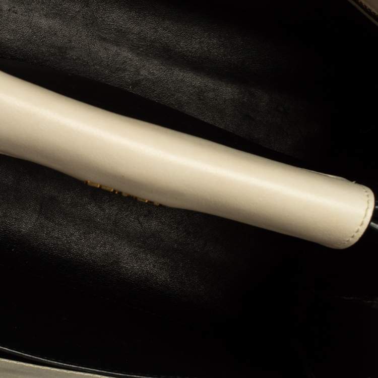 Pre Owned Prada Beige/White Leather and Snakeskin Bibliotheque Tote