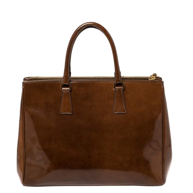 Pre Owned Prada Brown Spazzolato Leather Large Galleria Tote