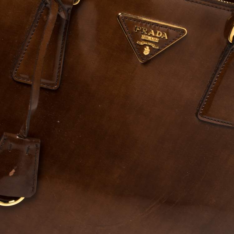 Pre Owned Prada Brown Spazzolato Leather Large Galleria Tote