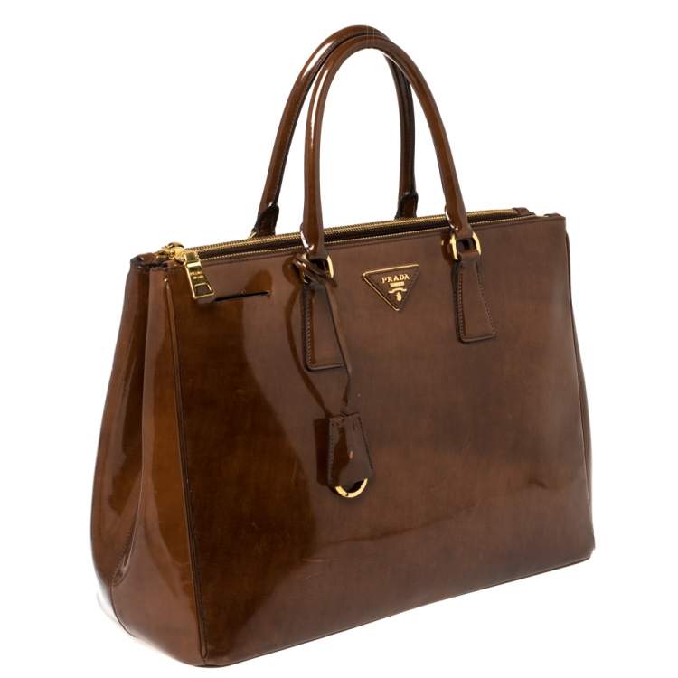 Pre Owned Prada Brown Spazzolato Leather Large Galleria Tote