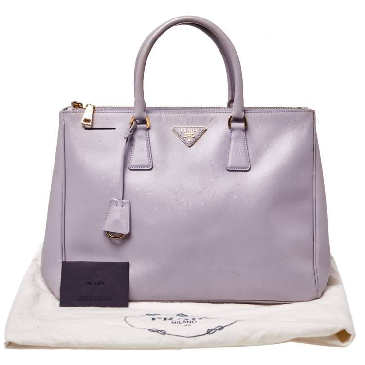 Pre Owned Prada Lavender Saffiano Lux Leather Large Galleria Tote