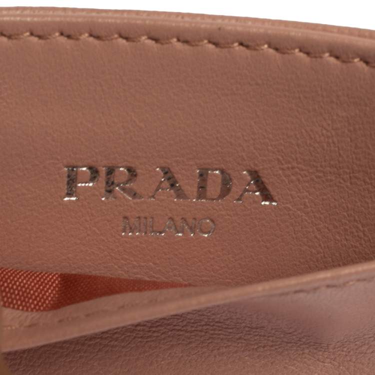 Pre Owned Prada Pink Nappa Gaufre Leather Card Holder