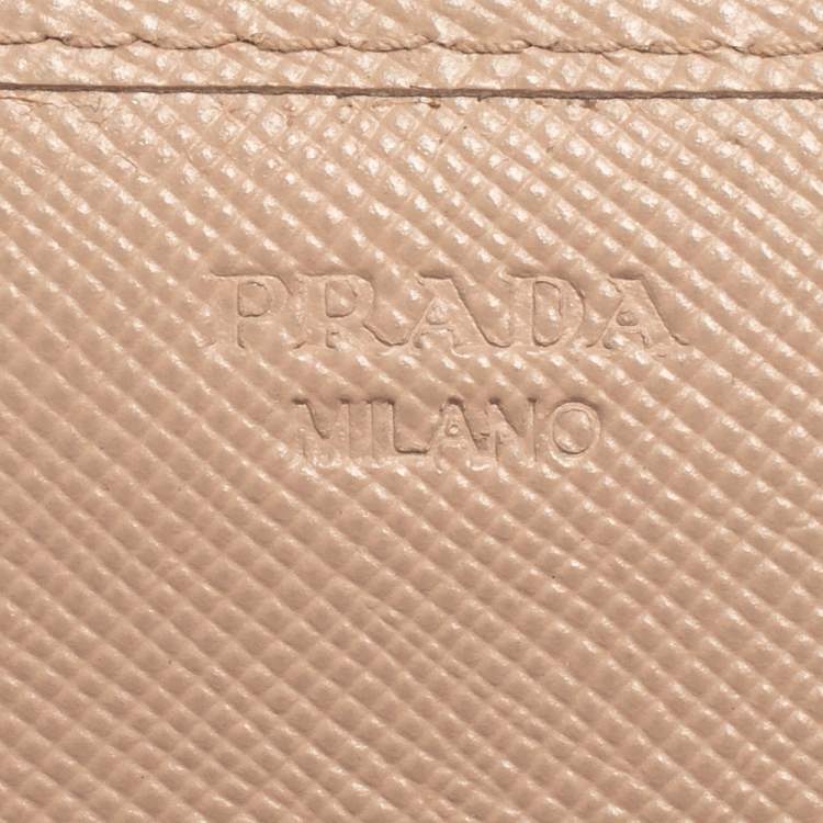 Pre Owned Prada Beige Saffiano Lux Leather Flap Continental Wallet