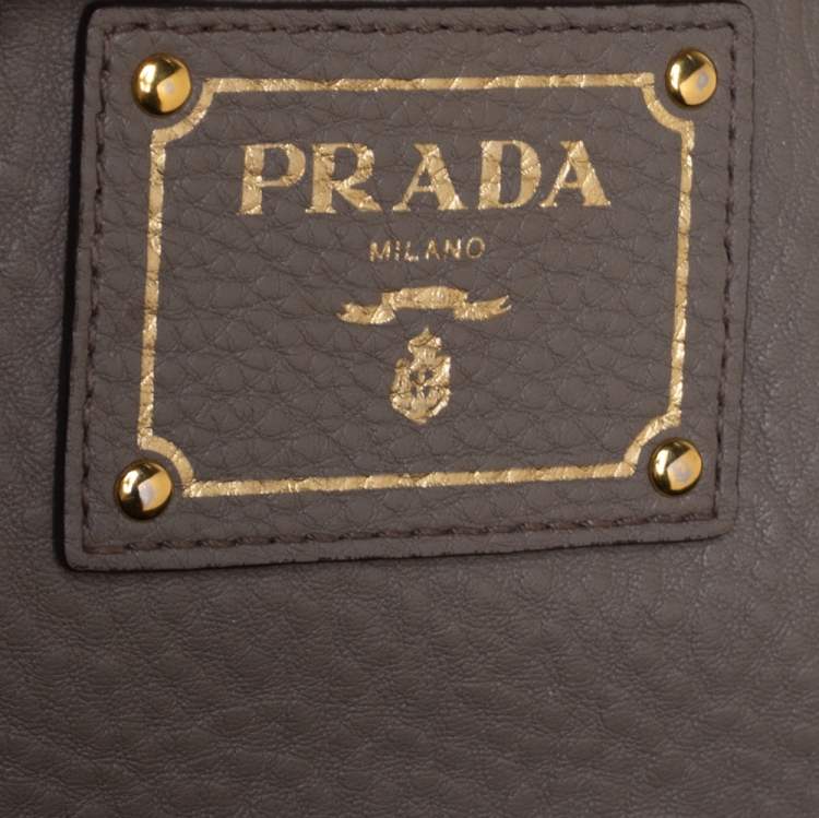 Pre Owned Prada Grey Vitello Daino Leather Shopper Tote