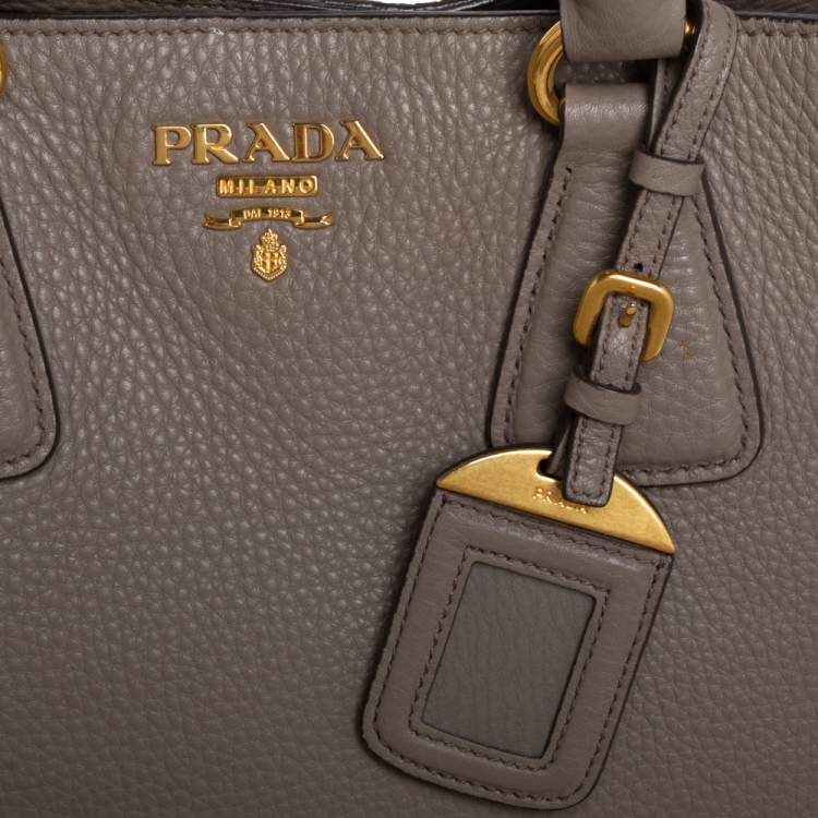 Pre Owned Prada Grey Vitello Daino Leather Shopper Tote