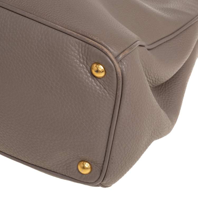 Pre Owned Prada Grey Vitello Daino Leather Shopper Tote