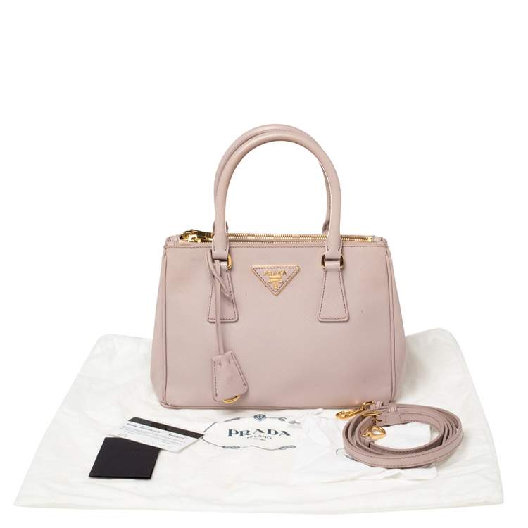 Pre Owned Prada Pink Saffiano Lux Leather Mini Galleria Tote