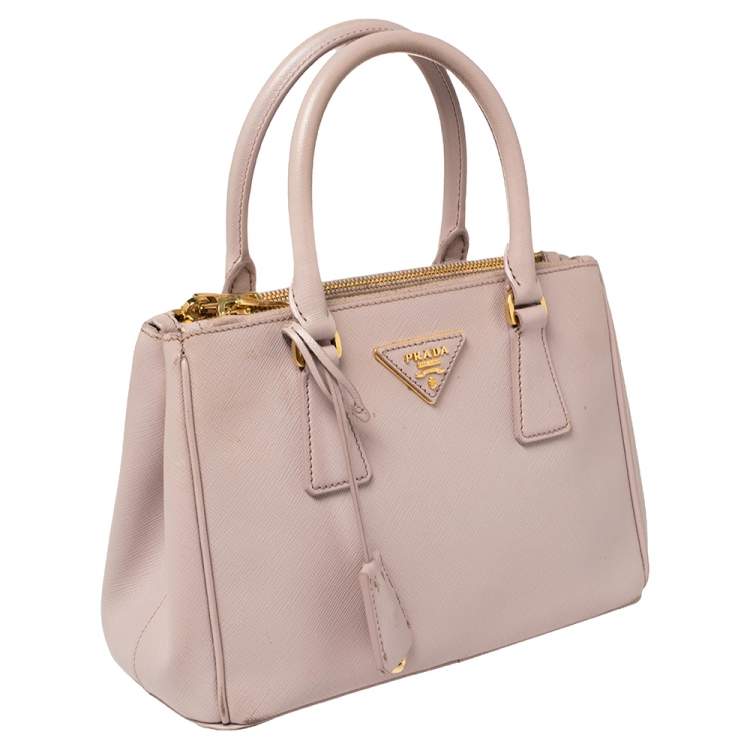 Pre Owned Prada Pink Saffiano Lux Leather Mini Galleria Tote