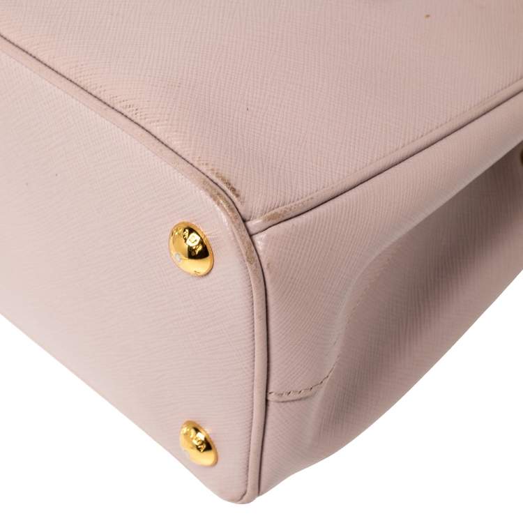 Pre Owned Prada Pink Saffiano Lux Leather Mini Galleria Tote