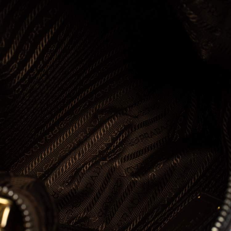 Pre Owned Prada Blue/Brown Canvas and Leather Hobo