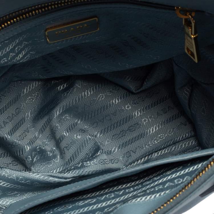 Pre Owned Prada Powder Blue Saffiano Lux Leather Small Galleria Tote