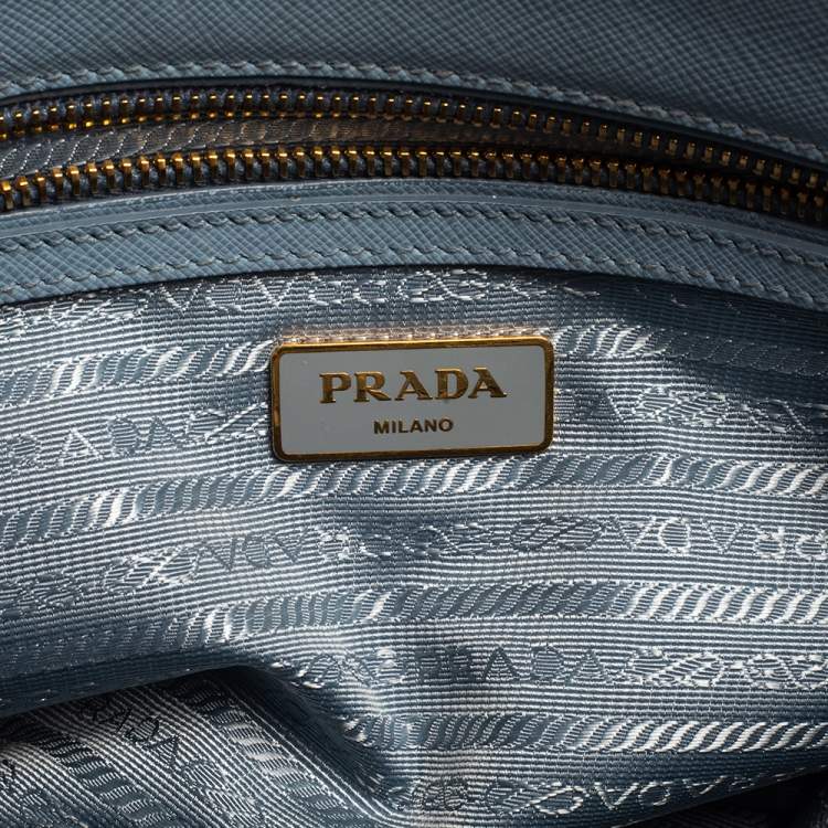 Pre Owned Prada Powder Blue Saffiano Lux Leather Small Galleria Tote