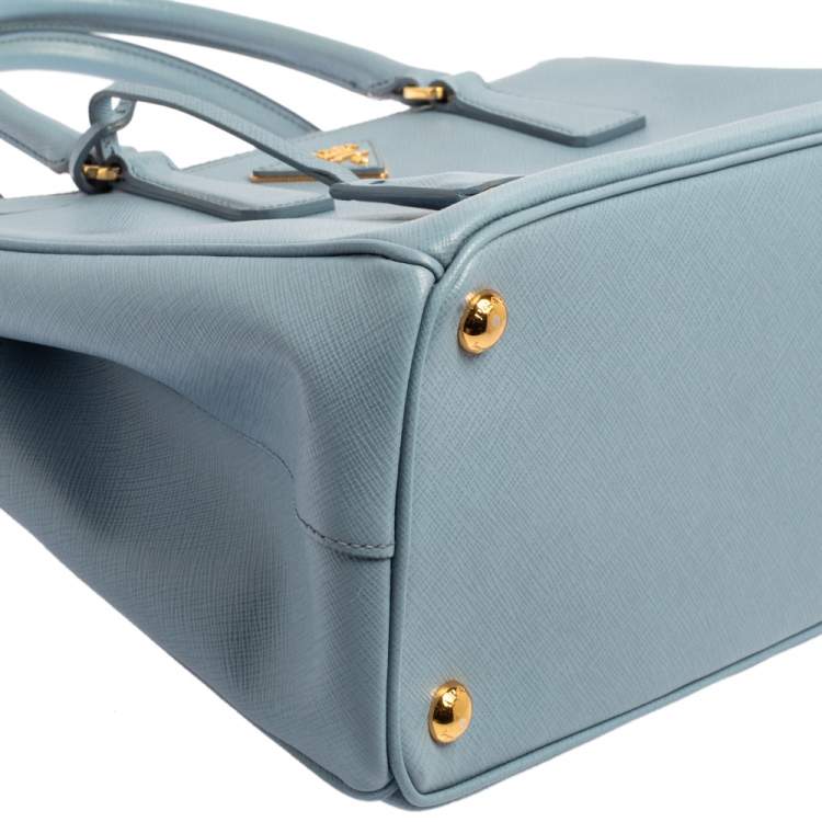 Pre Owned Prada Powder Blue Saffiano Lux Leather Small Galleria Tote