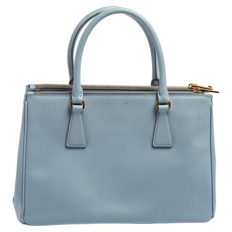 Pre Owned Prada Powder Blue Saffiano Lux Leather Small Galleria Tote