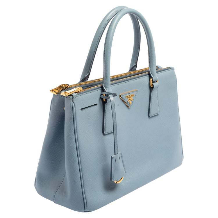Pre Owned Prada Powder Blue Saffiano Lux Leather Small Galleria Tote