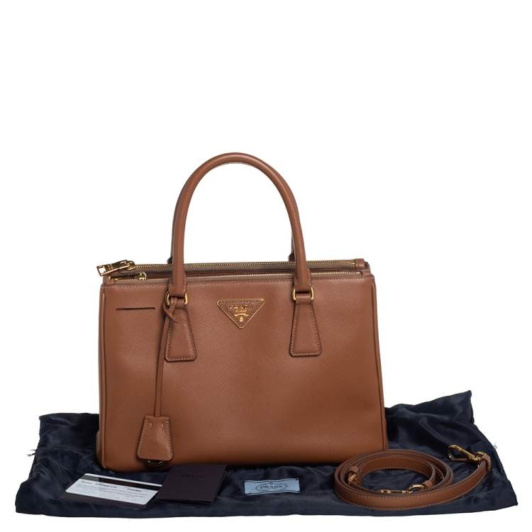 Pre Owned Prada Caramel Saffiano Lux Leather Small Galleria Tote
