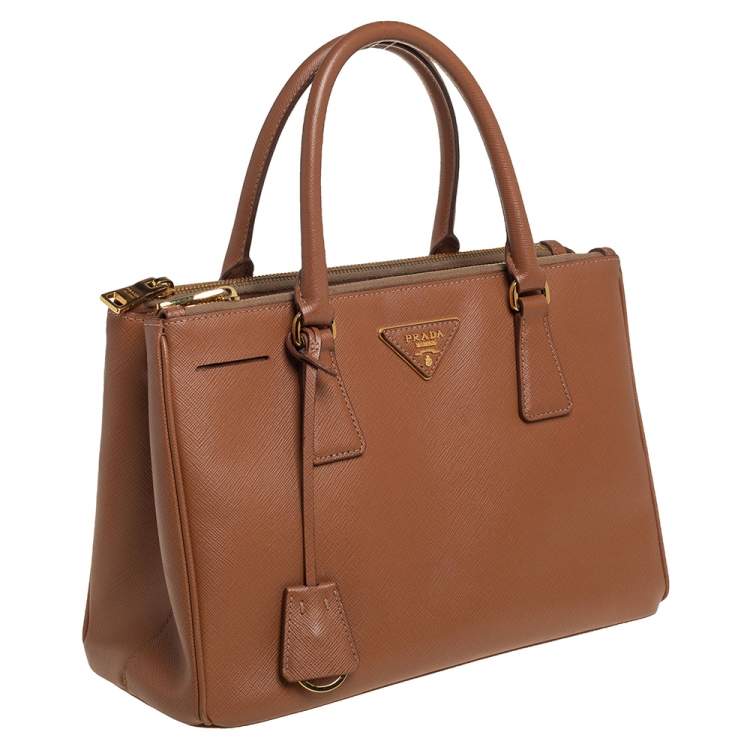 Pre Owned Prada Caramel Saffiano Lux Leather Small Galleria Tote