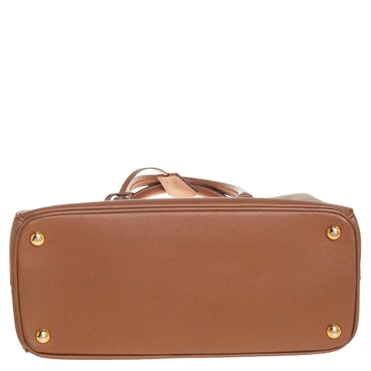 Pre Owned Prada Caramel Saffiano Lux Leather Small Galleria Tote