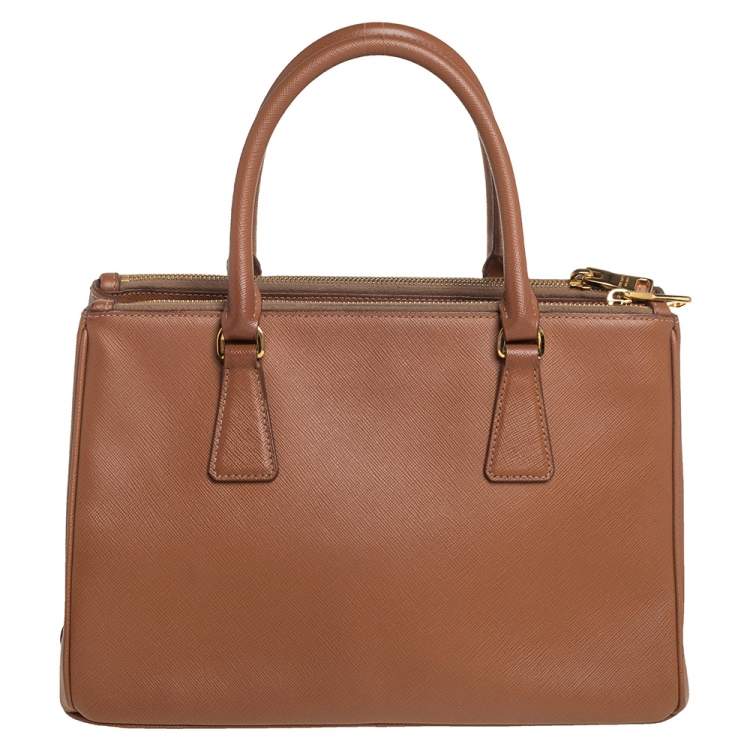 Pre Owned Prada Caramel Saffiano Lux Leather Small Galleria Tote
