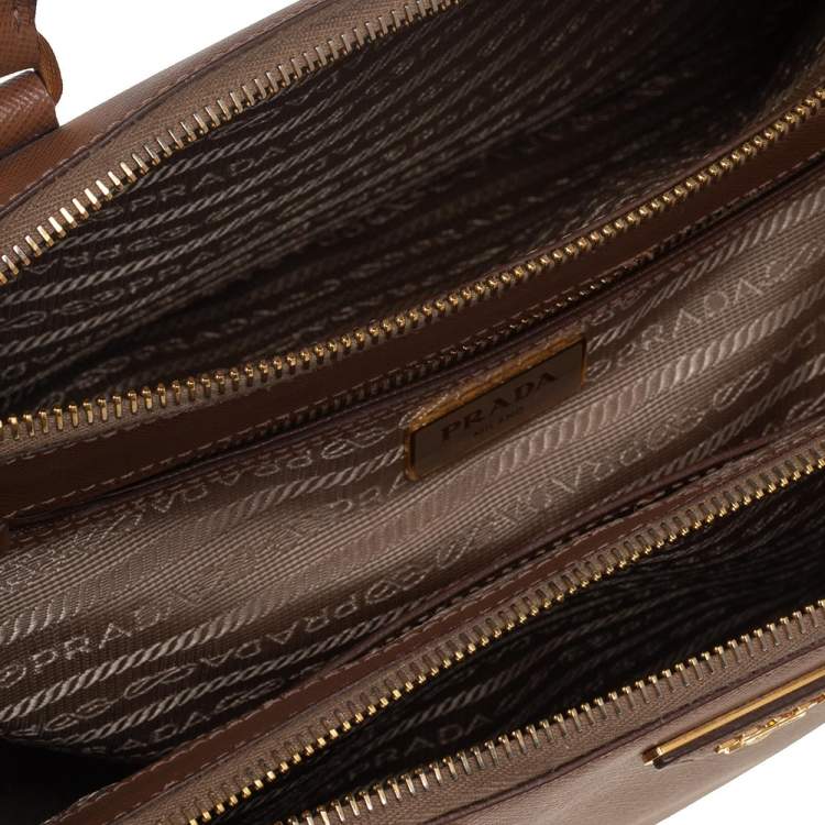 Pre Owned Prada Caramel Saffiano Lux Leather Small Galleria Tote