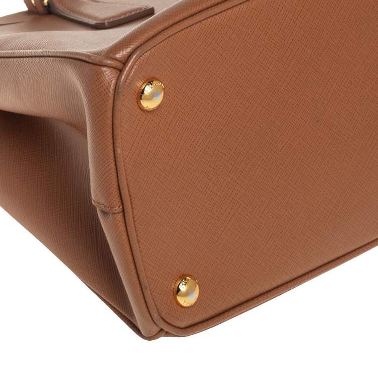 Pre Owned Prada Caramel Saffiano Lux Leather Small Galleria Tote