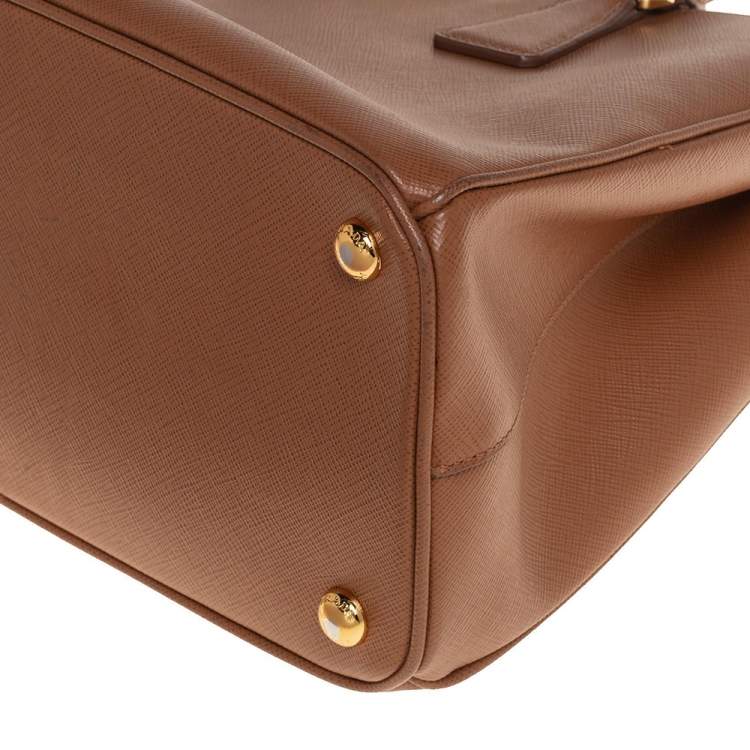 Pre Owned Prada Caramel Saffiano Lux Leather Small Galleria Tote