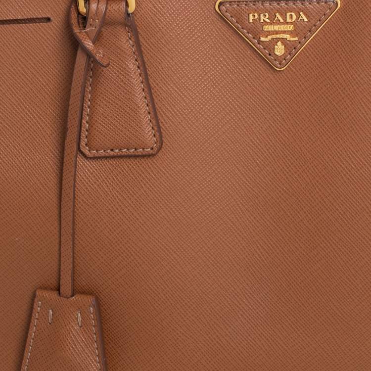 Pre Owned Prada Caramel Saffiano Lux Leather Small Galleria Tote