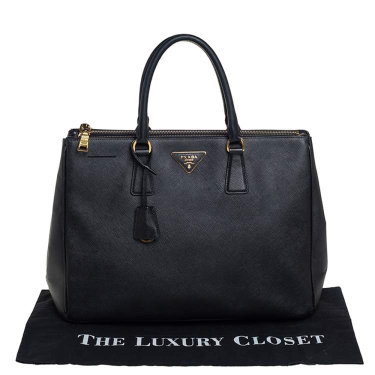 Pre Owned Prada Black Saffiano Lux Leather Large Galleria Tote