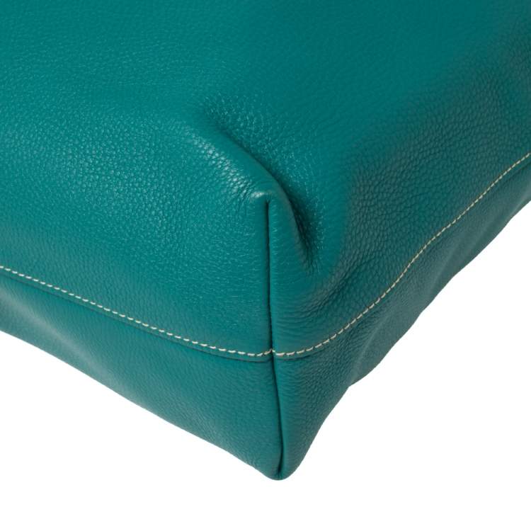 Pre Owned Prada Teal Green Vitello Daino Leather Shopping Tote 