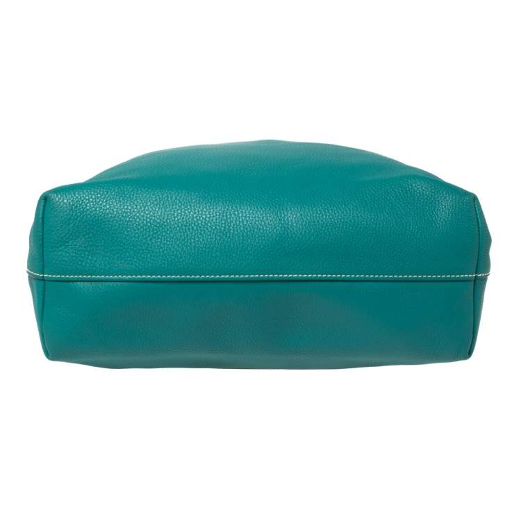 Pre Owned Prada Teal Green Vitello Daino Leather Shopping Tote 