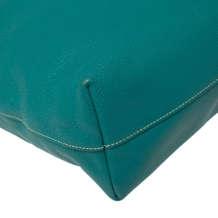Pre Owned Prada Teal Green Vitello Daino Leather Shopping Tote 