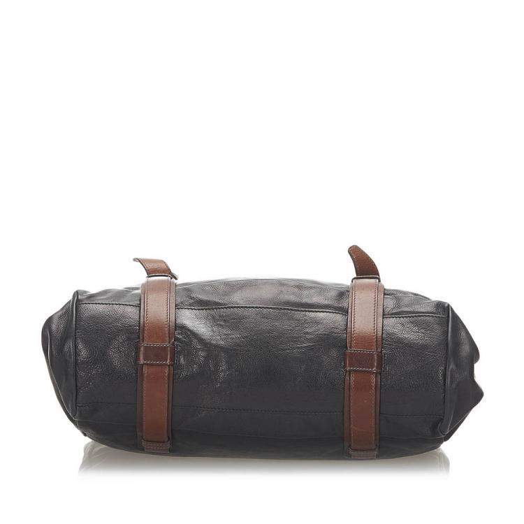 Pre Owned Prada Black Calf Leather Business Top Handle Bag