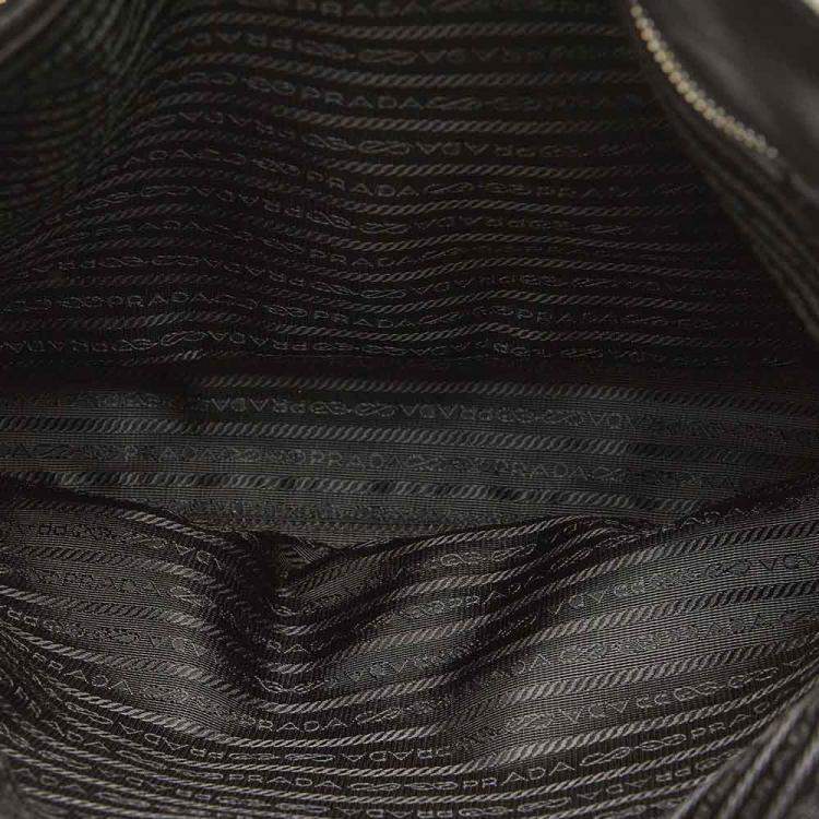 Pre Owned Prada Black Calf Leather Business Top Handle Bag