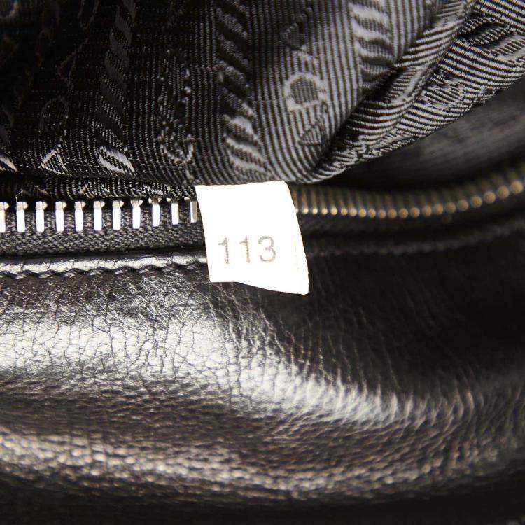 Pre Owned Prada Black Calf Leather Business Top Handle Bag