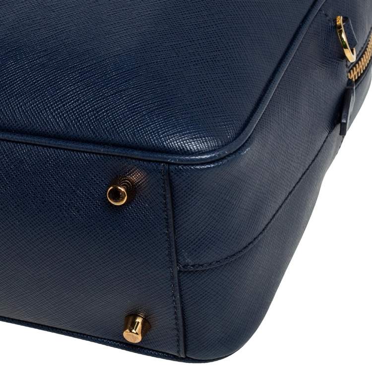 Pre Owned Prada Blue Saffiano Leather Top handle Bag