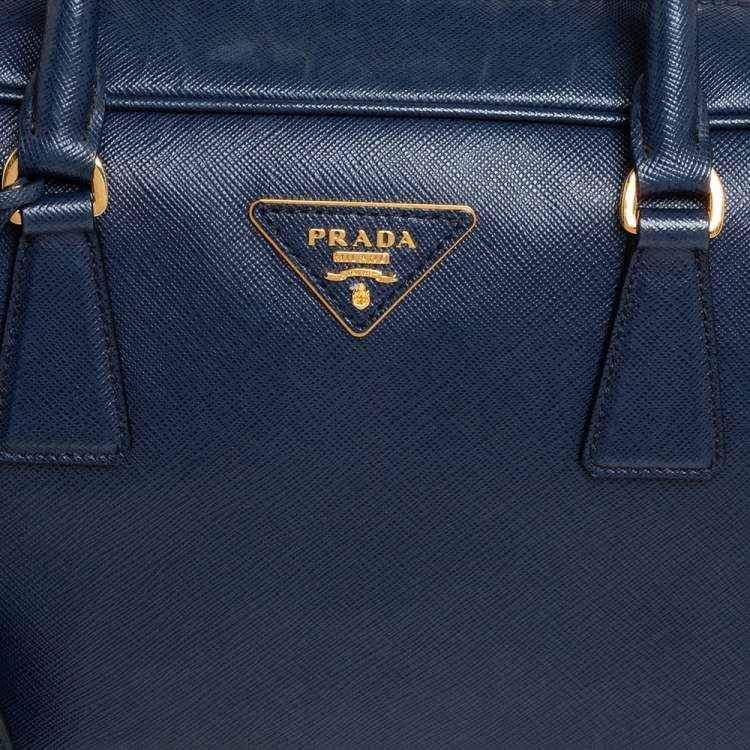 Pre Owned Prada Blue Saffiano Leather Top handle Bag