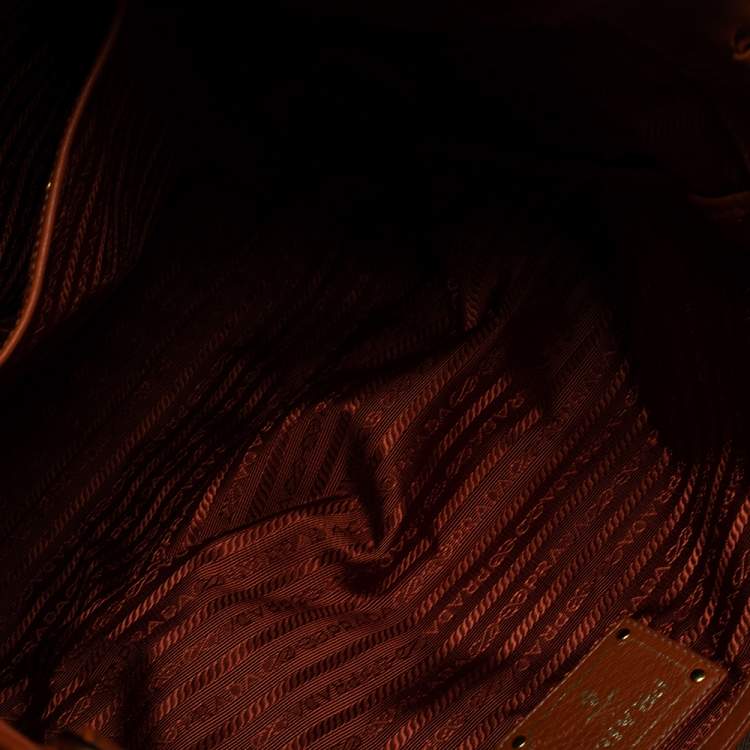 Pre Owned Prada Orange Vitello Daino Leather Shopping Tote 